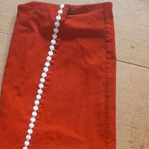 Chic Orange Pencil Skirt with Button Accents